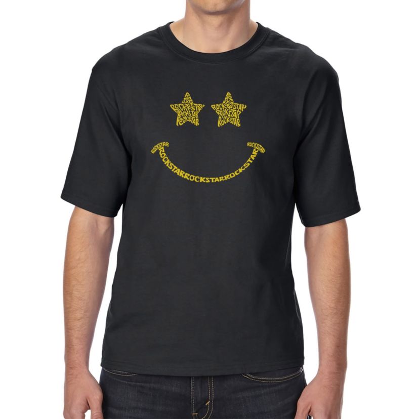 Mens Tall and Long Word Art T-shirt - Rockstar Smiley