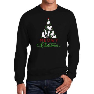 LA Pop Art Men's Word Art Crewneck Sweatshirt - Meowy Christmas Tree