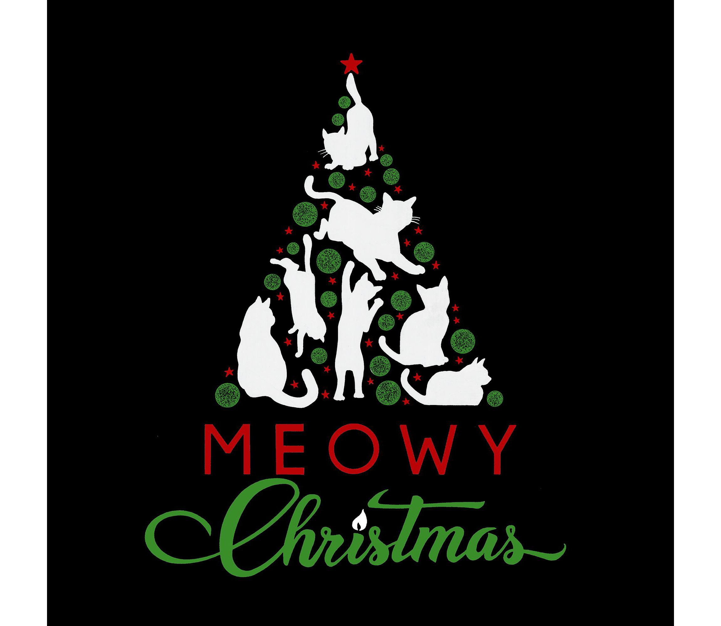 Mens Word Art Crewneck Sweatshirt - Meowy Christmas Tree