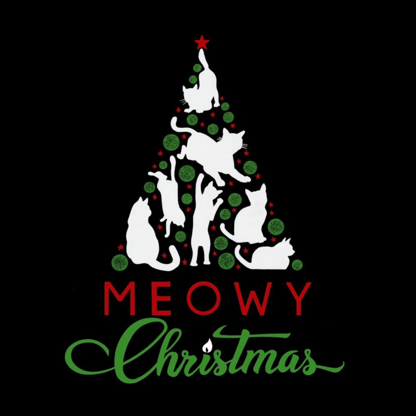 Mens Word Art Crewneck Sweatshirt - Meowy Christmas Tree
