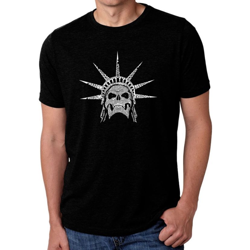 Mens Premium Blend Word Art T-shirt - Freedom Skull
