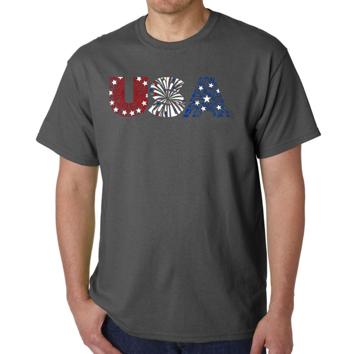 Mens Word Art T-Shirt - USA Fireworks