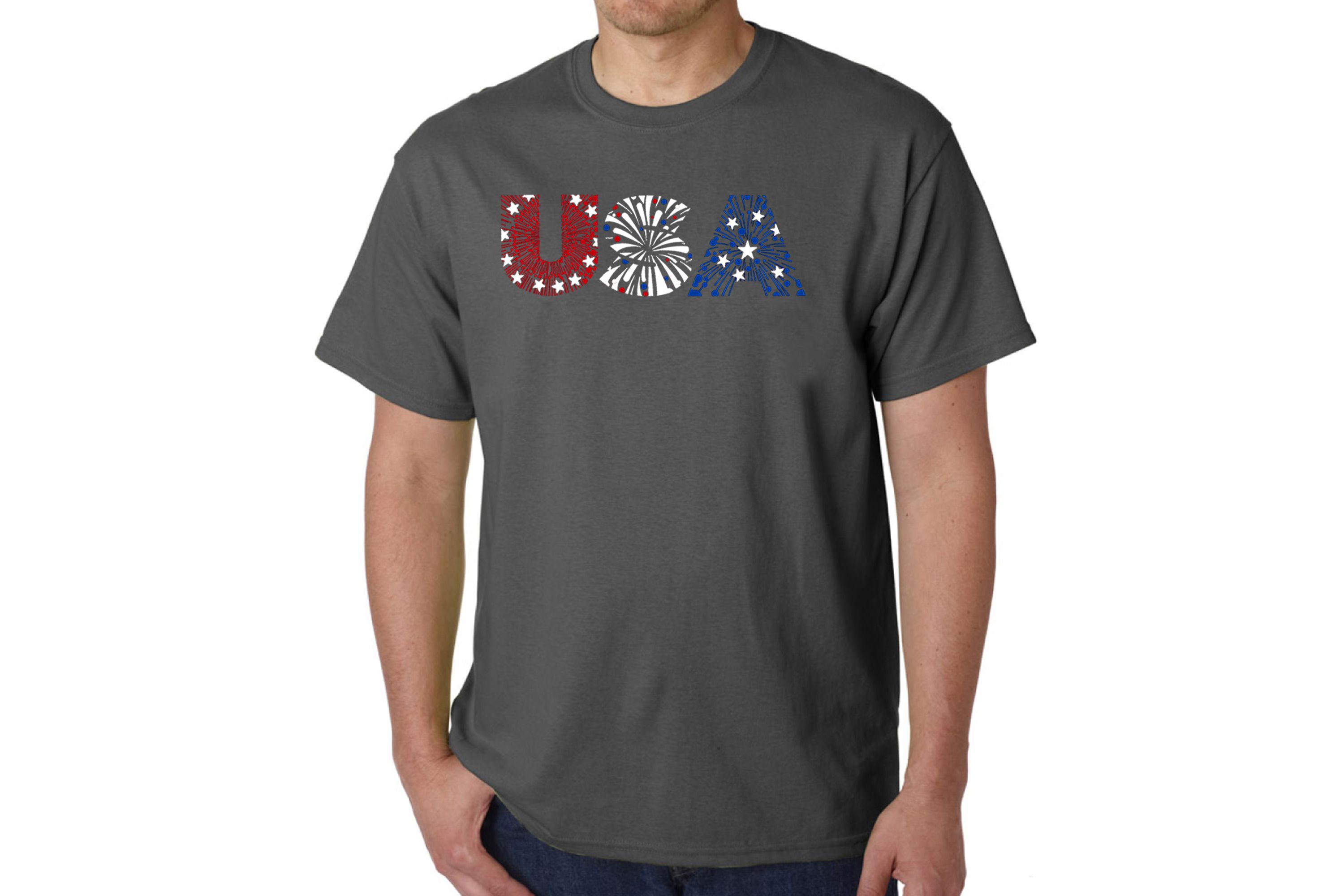 Mens Word Art T-Shirt - USA Fireworks