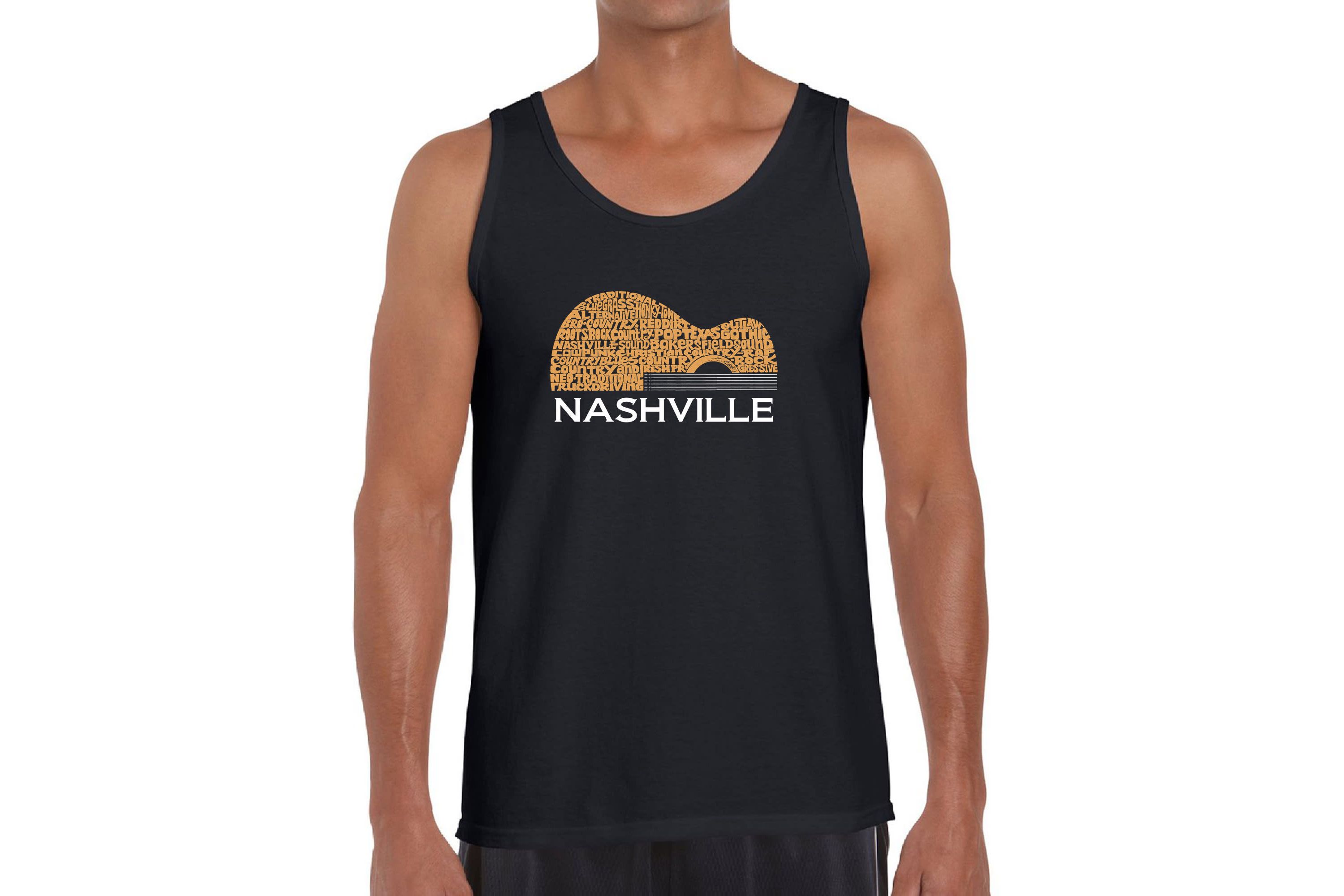 Mens Word Art Tank Top  - Nashville Guitar