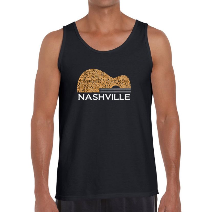 Mens Word Art Tank Top  - Nashville Guitar