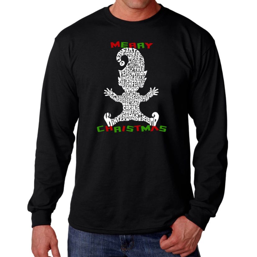 Mens Word Art Long Sleeve T-Shirt  - Christmas Elf