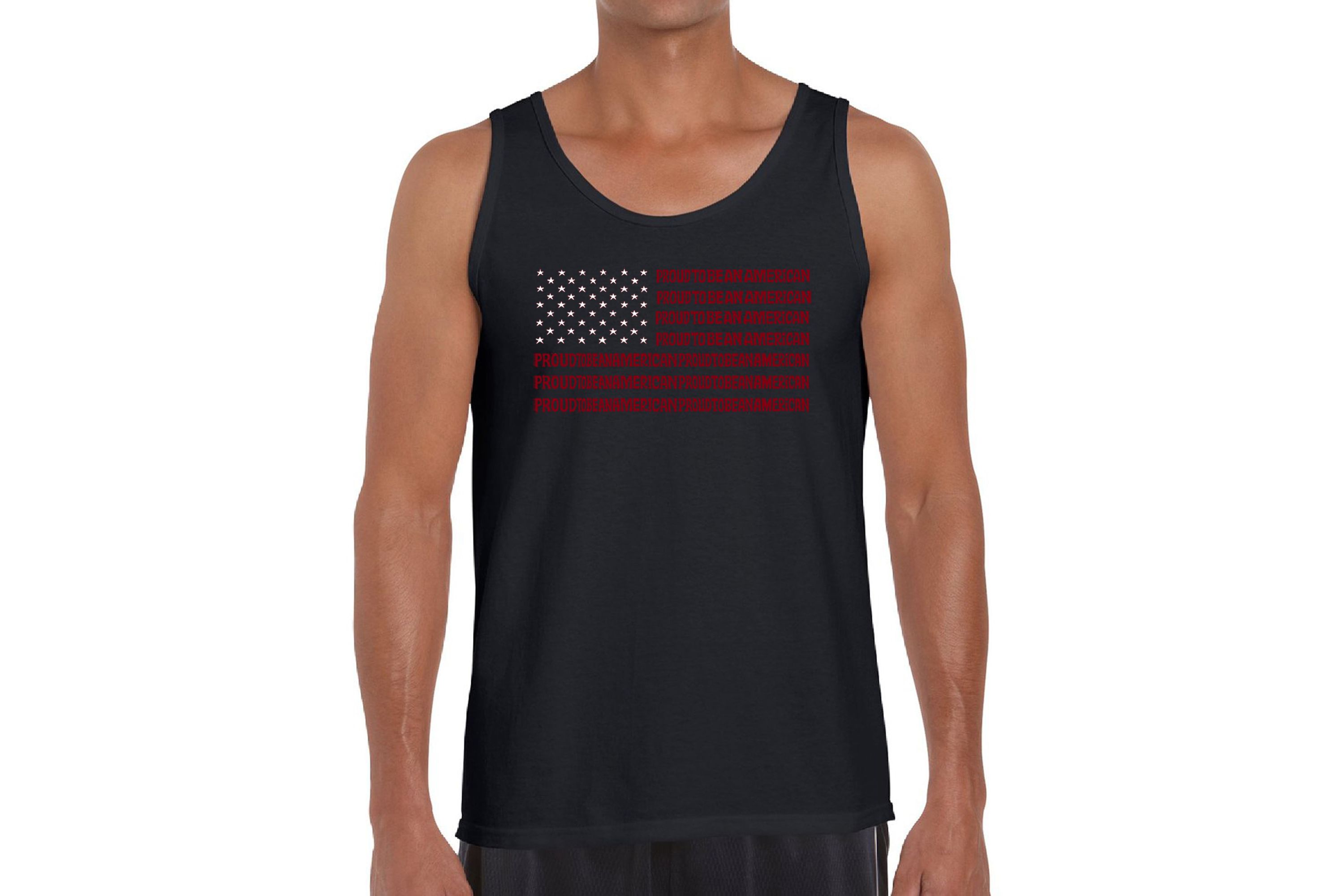 Mens Word Art Tank Top - Proud To Be An American