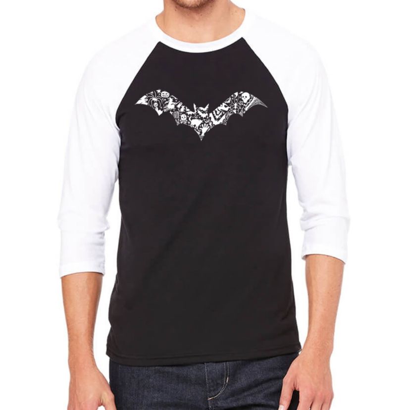 Mens Raglan Baseball Word Art T-Shirt - Bat Pics
