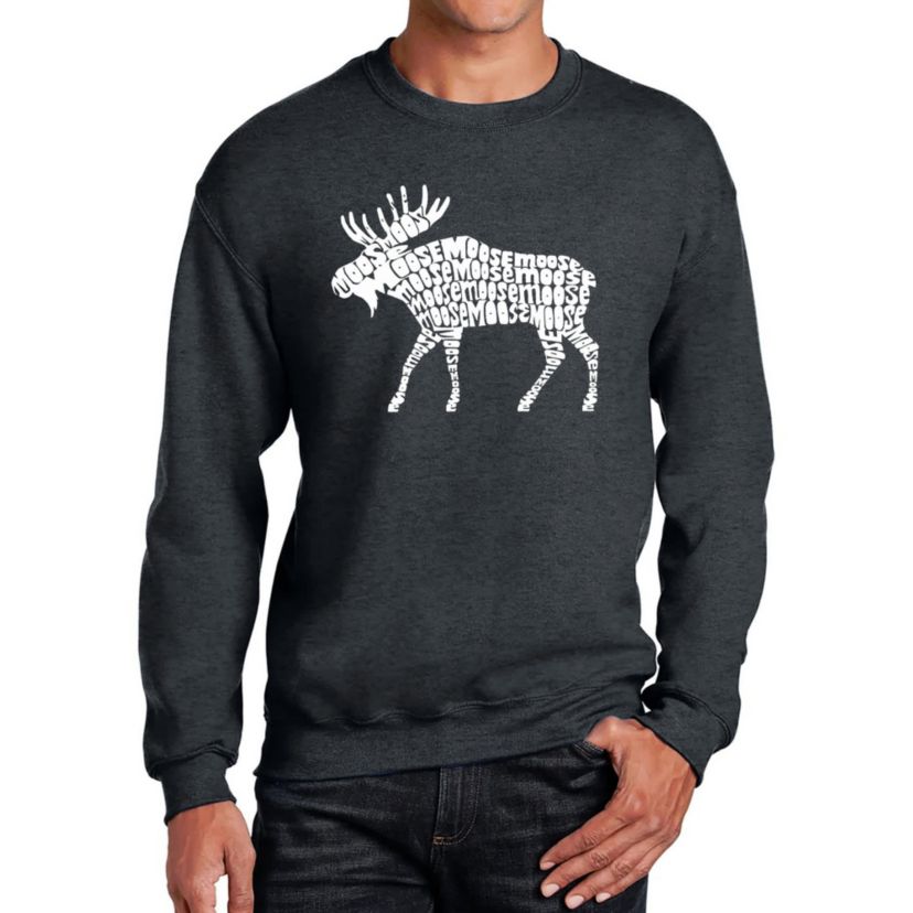 Mens Word Art Crewneck Sweatshirt - Moose