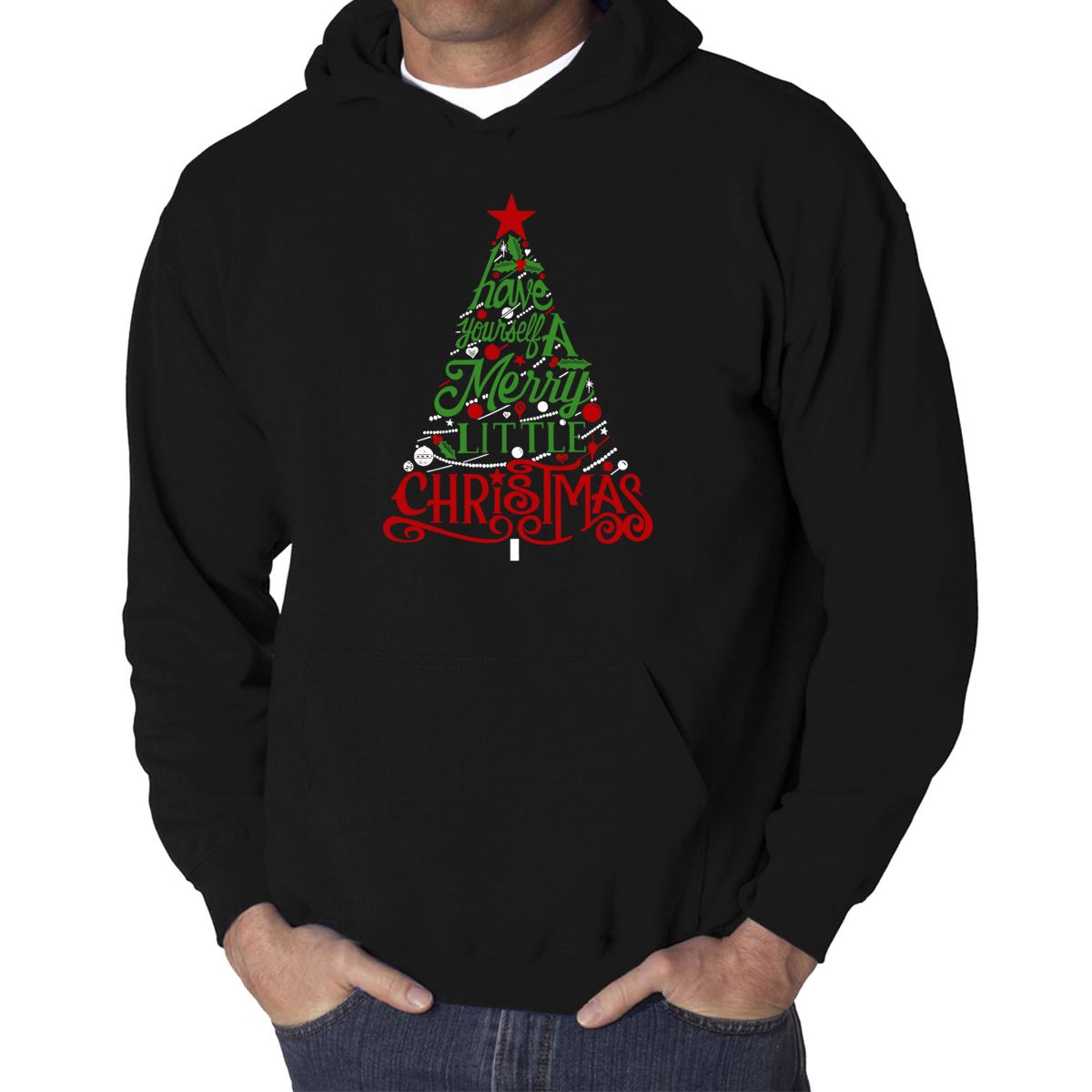 Mens Word Art Hooded Sweatshirt - Have Yourself a Merry Little Christmas