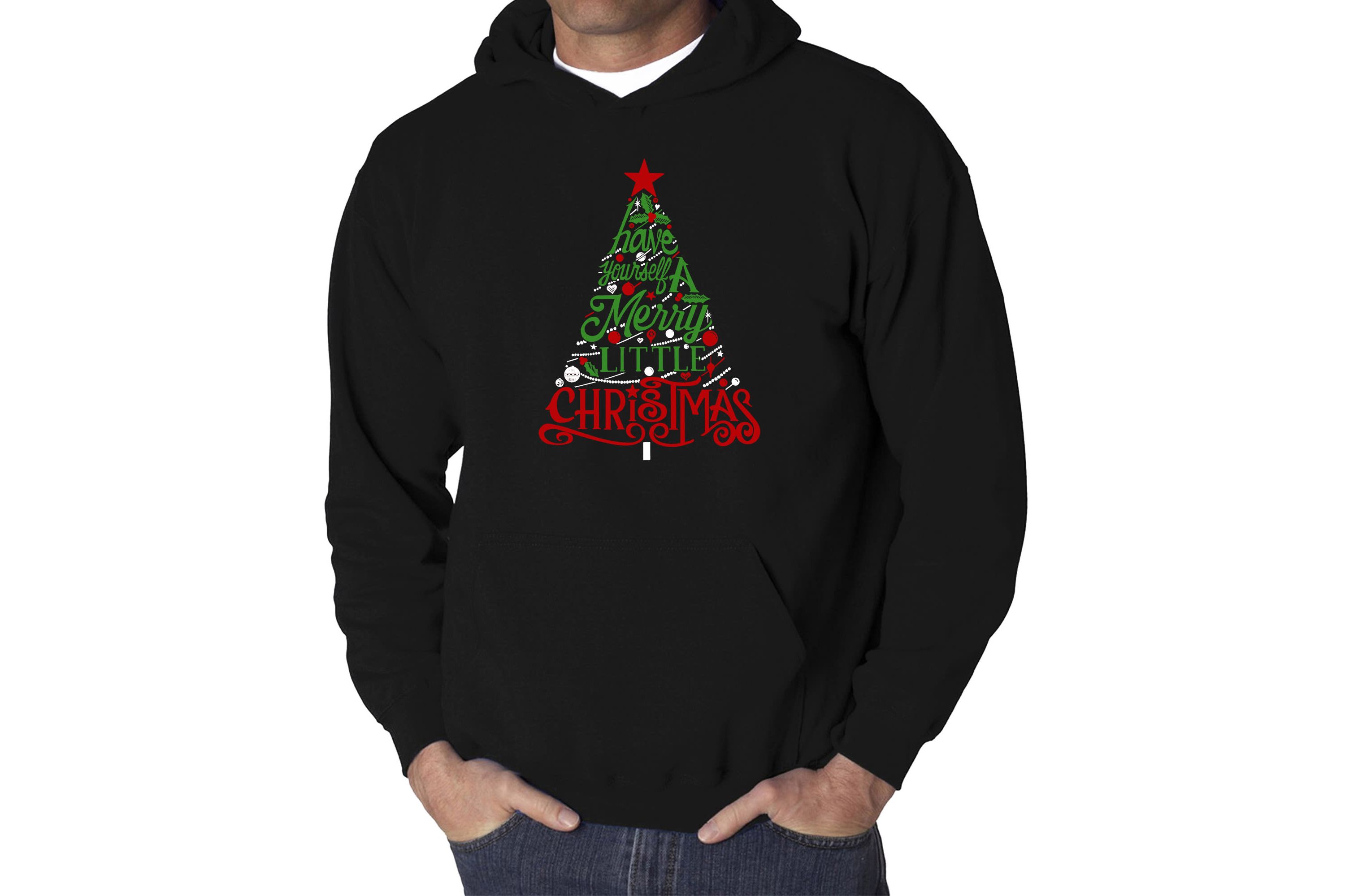 Mens Word Art Hooded Sweatshirt - Have Yourself a Merry Little Christmas