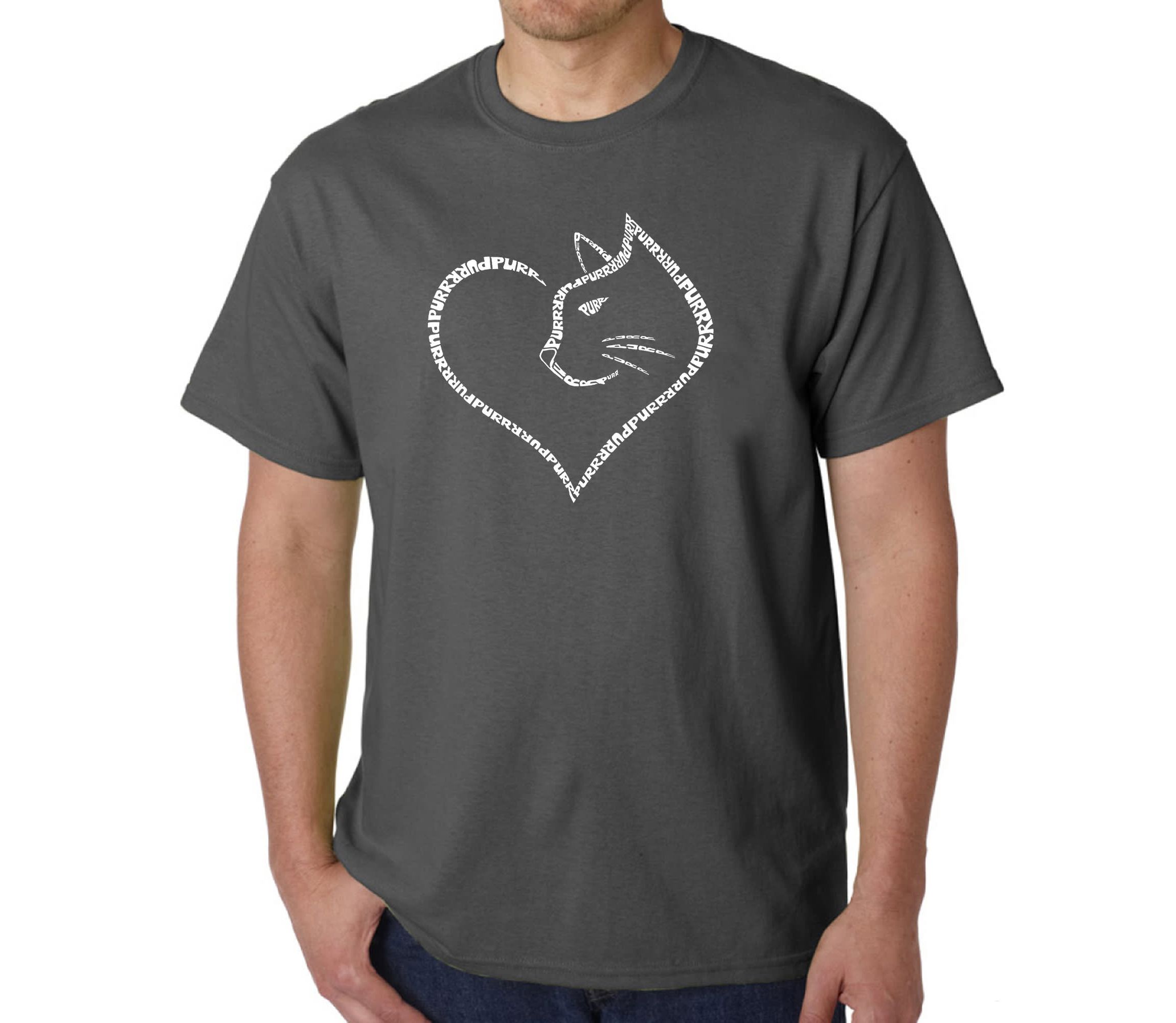 Mens Word Art T-Shirt  - Cat Heart