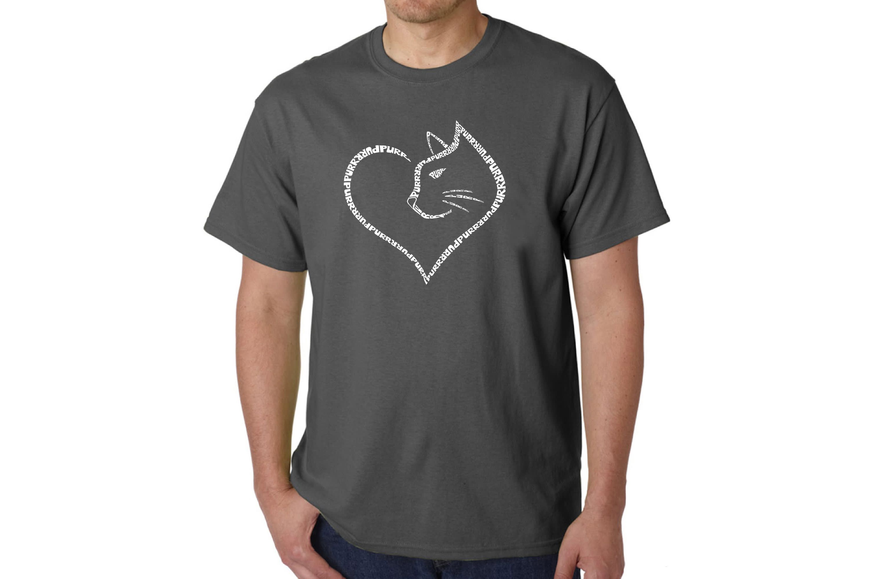 Mens Word Art T-Shirt  - Cat Heart