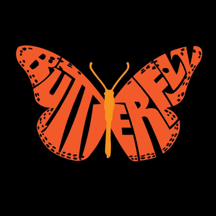Mens Word Art T-Shirt - Butterfly