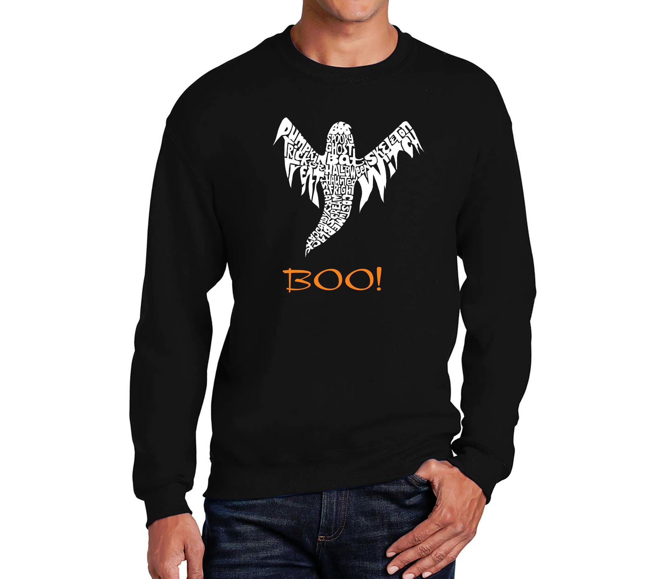 Mens Word Art Crewneck Sweatshirt  - Halloween Ghost