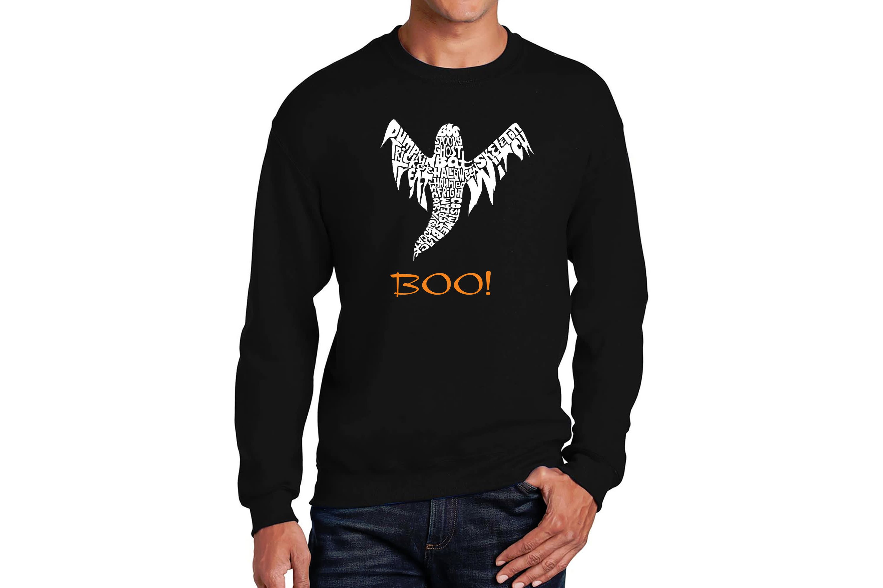 Mens Word Art Crewneck Sweatshirt  - Halloween Ghost