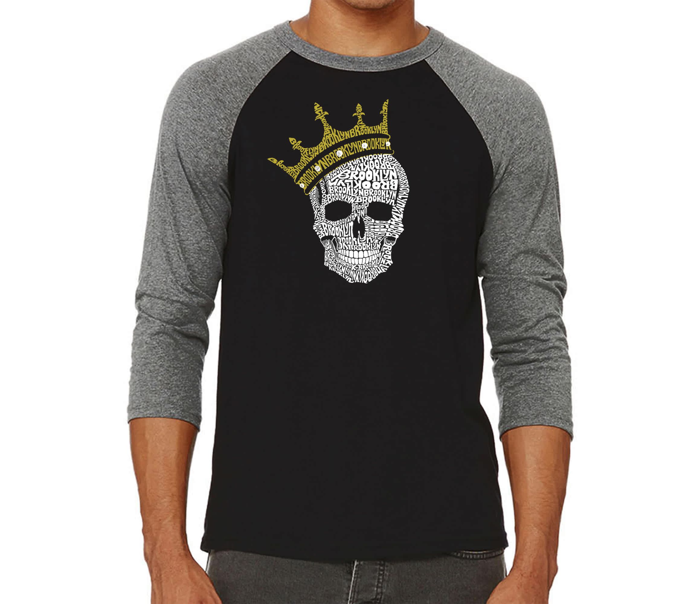 Mens Raglan Baseball Word Art T-shirt - Brooklyn Crown