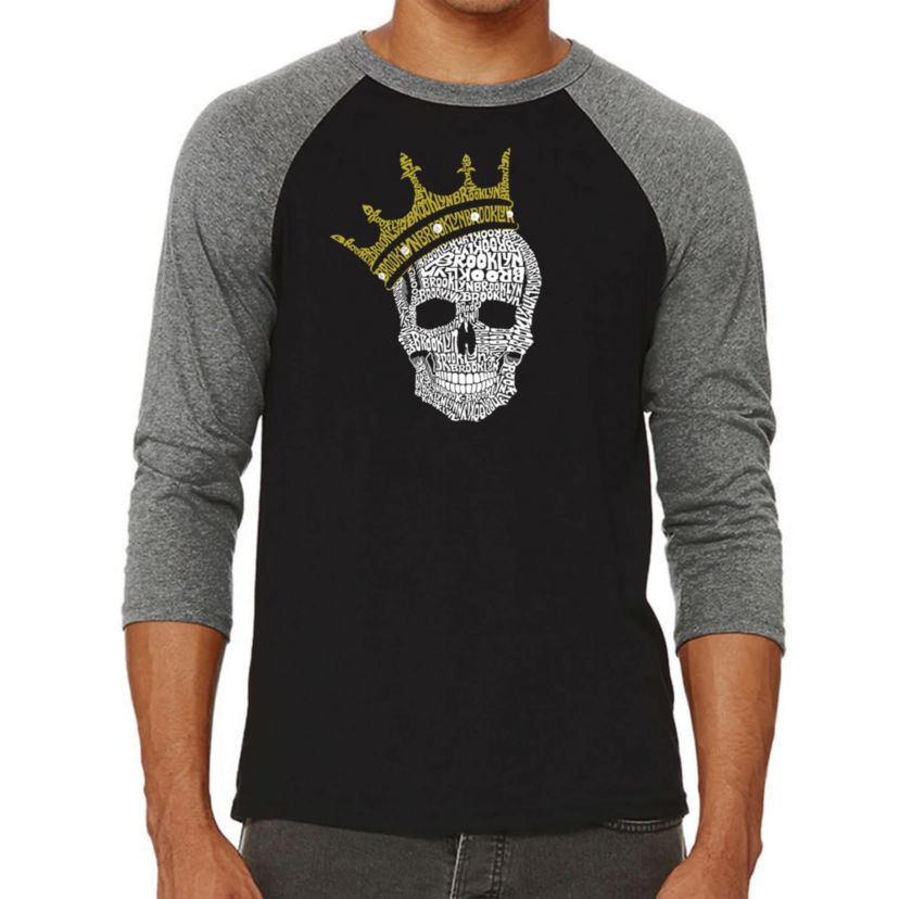 Mens Raglan Baseball Word Art T-shirt - Brooklyn Crown