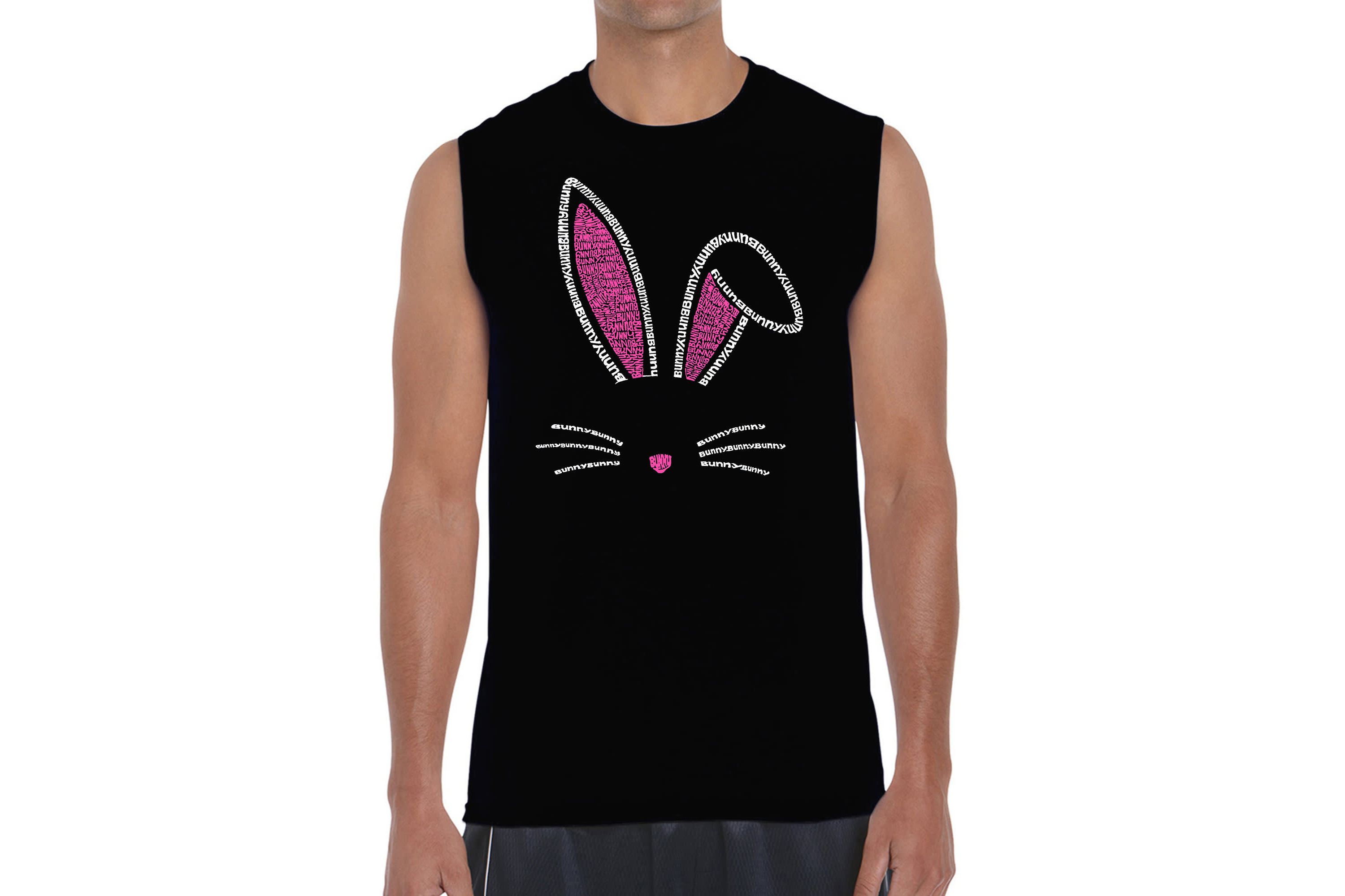 Mens Word Art Sleeveless T-shirt - Bunny Ears