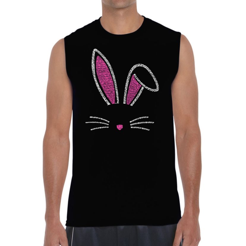 Mens Word Art Sleeveless T-shirt - Bunny Ears