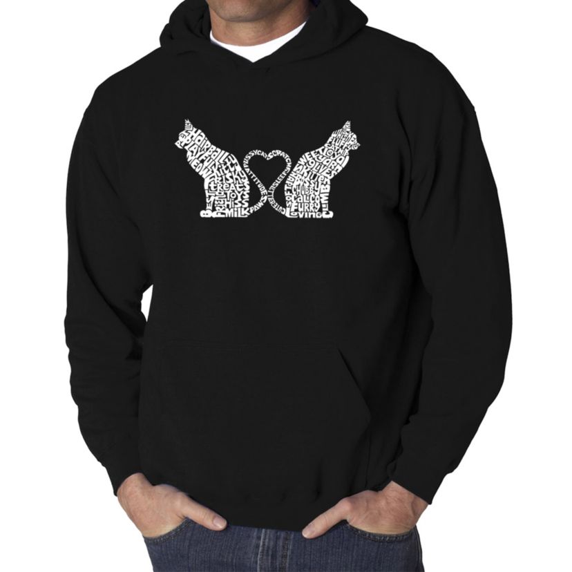 Mens Word Art Hooded Sweatshirt - Cat Tail Hearts