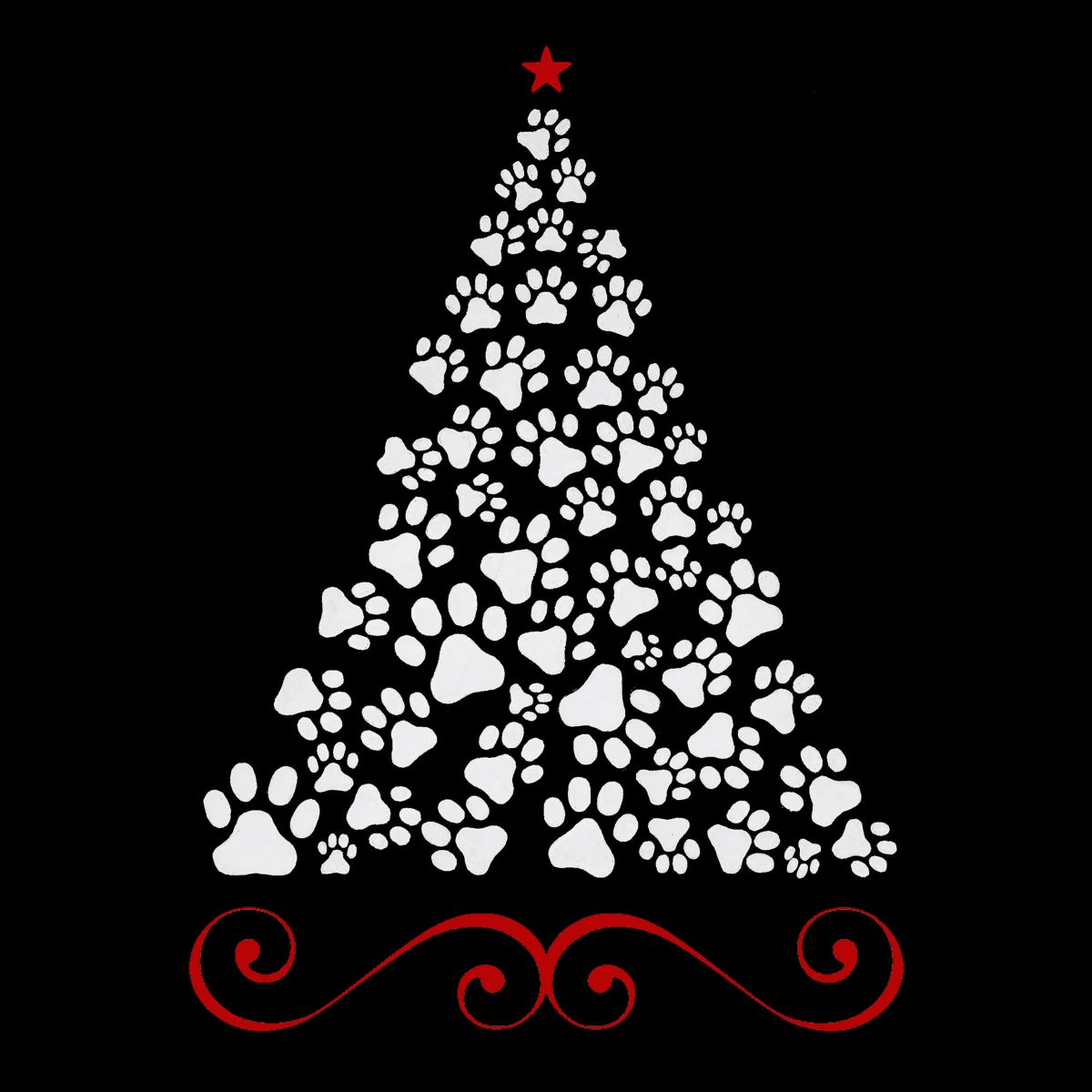 Mens Word Art Hooded Sweatshirt - Paw Christmas Tree