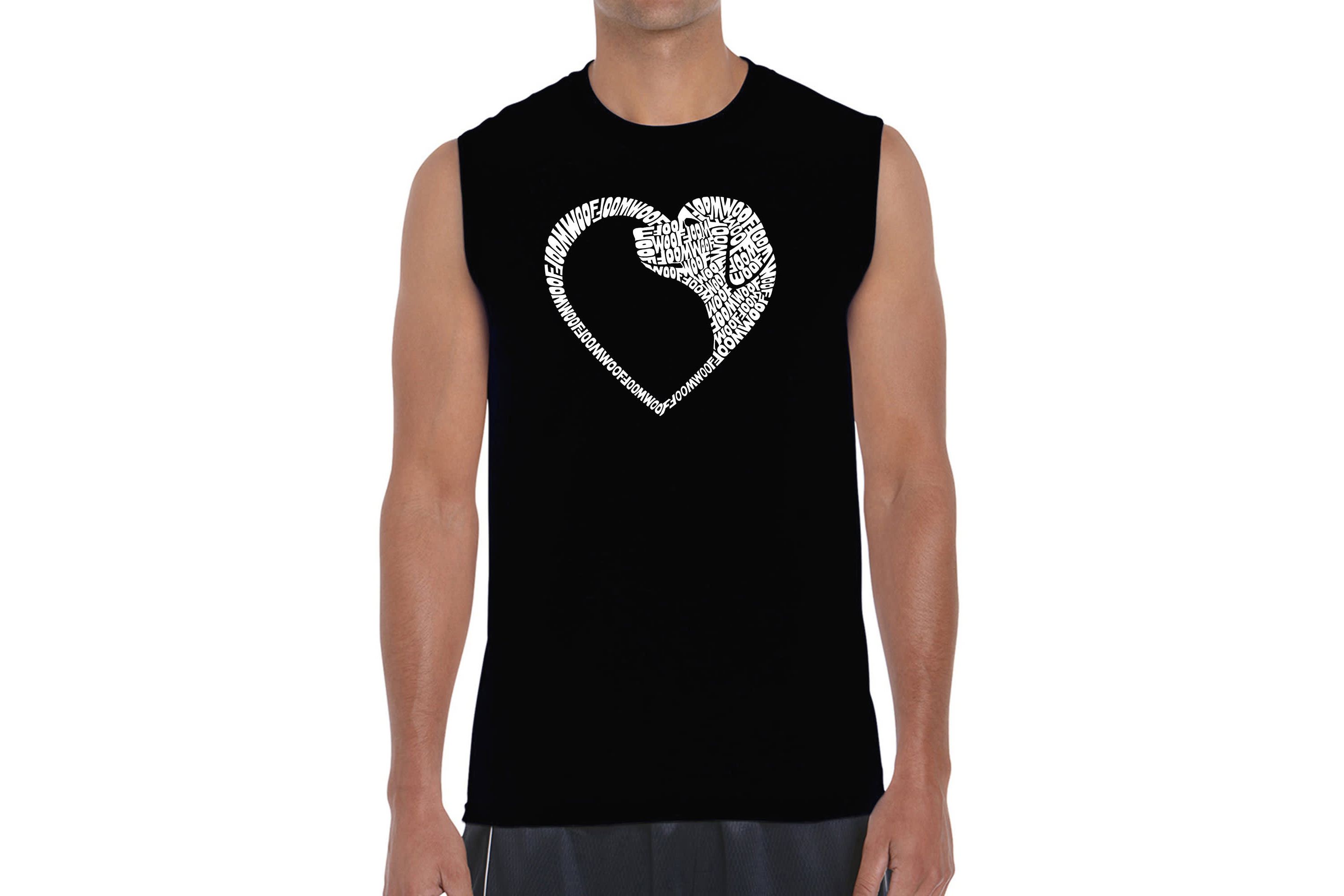 Mens Word Art Sleeveless T-Shirt  - Dog Heart