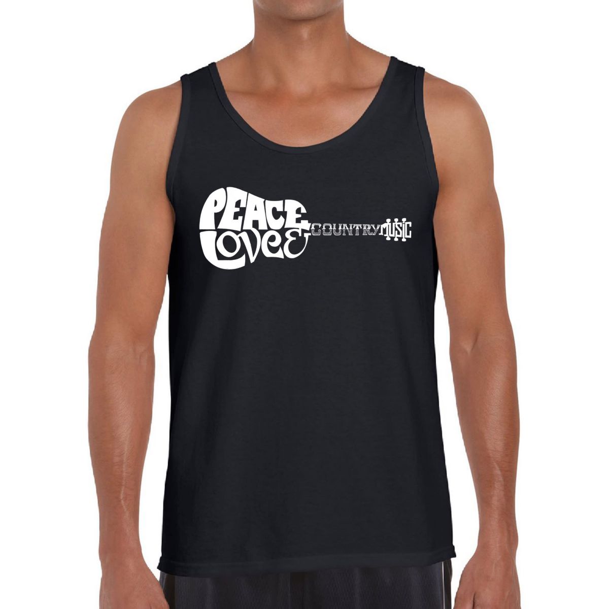 Mens Word Art Tank Top - Peace Love Country