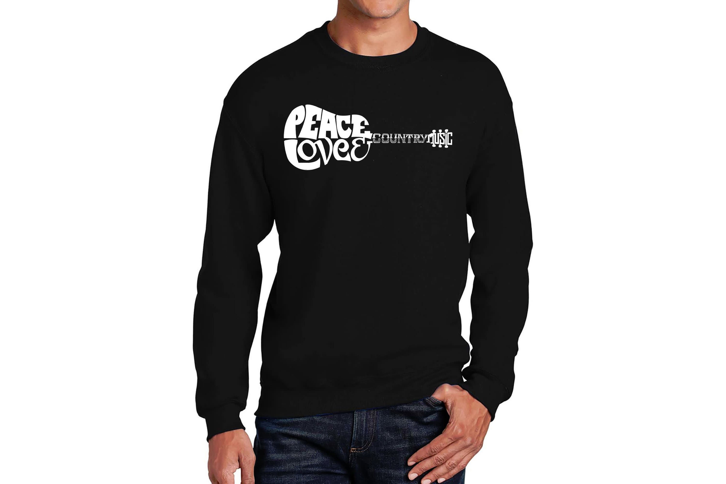 Mens Word Art Crewneck Sweatshirt - Peace Love Country