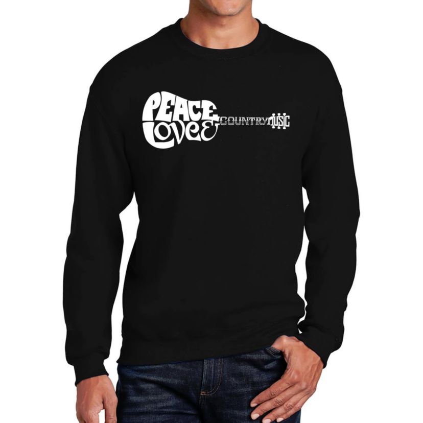 Mens Word Art Crewneck Sweatshirt - Peace Love Country