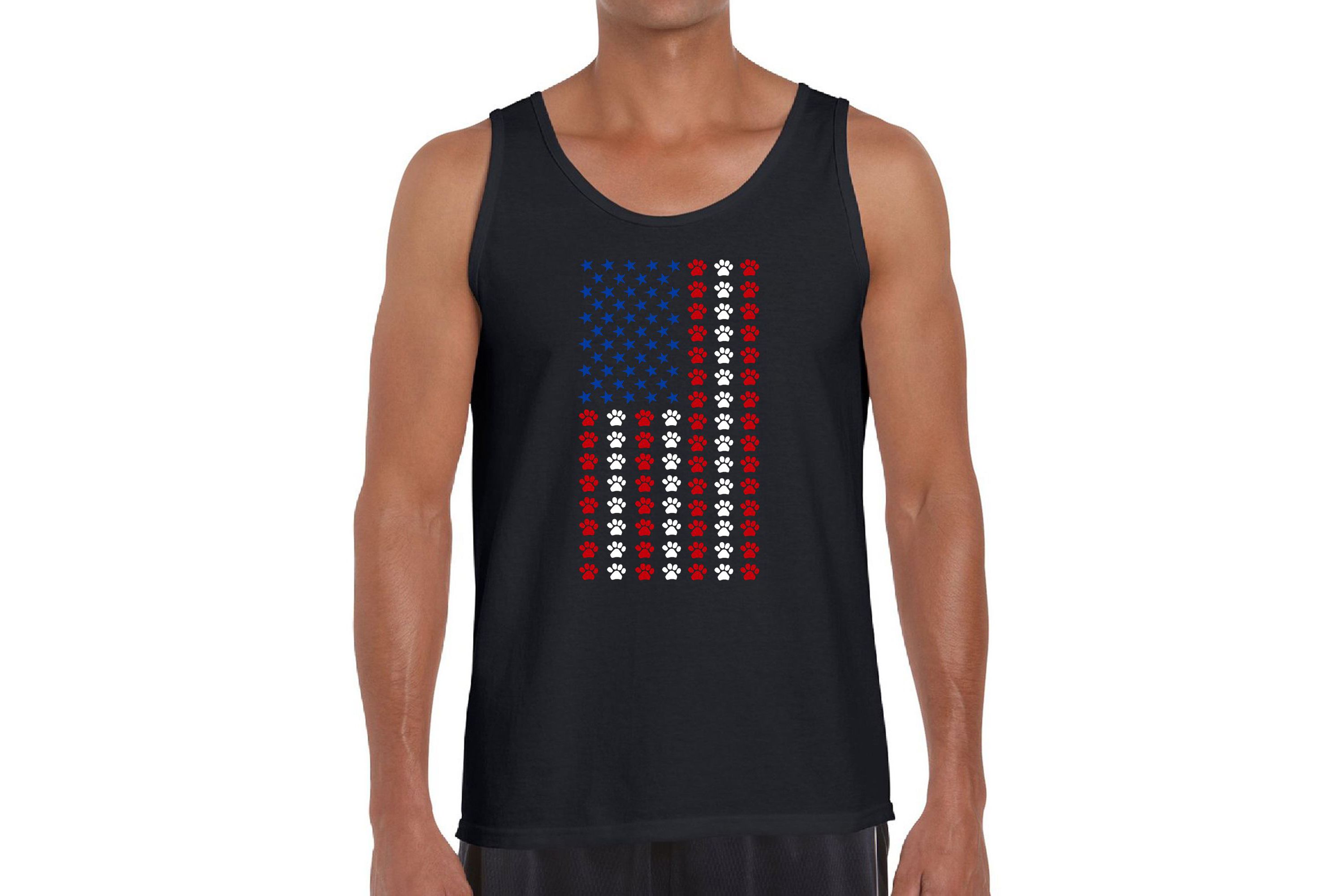 Mens Word Art Tank Top - Paws Flag
