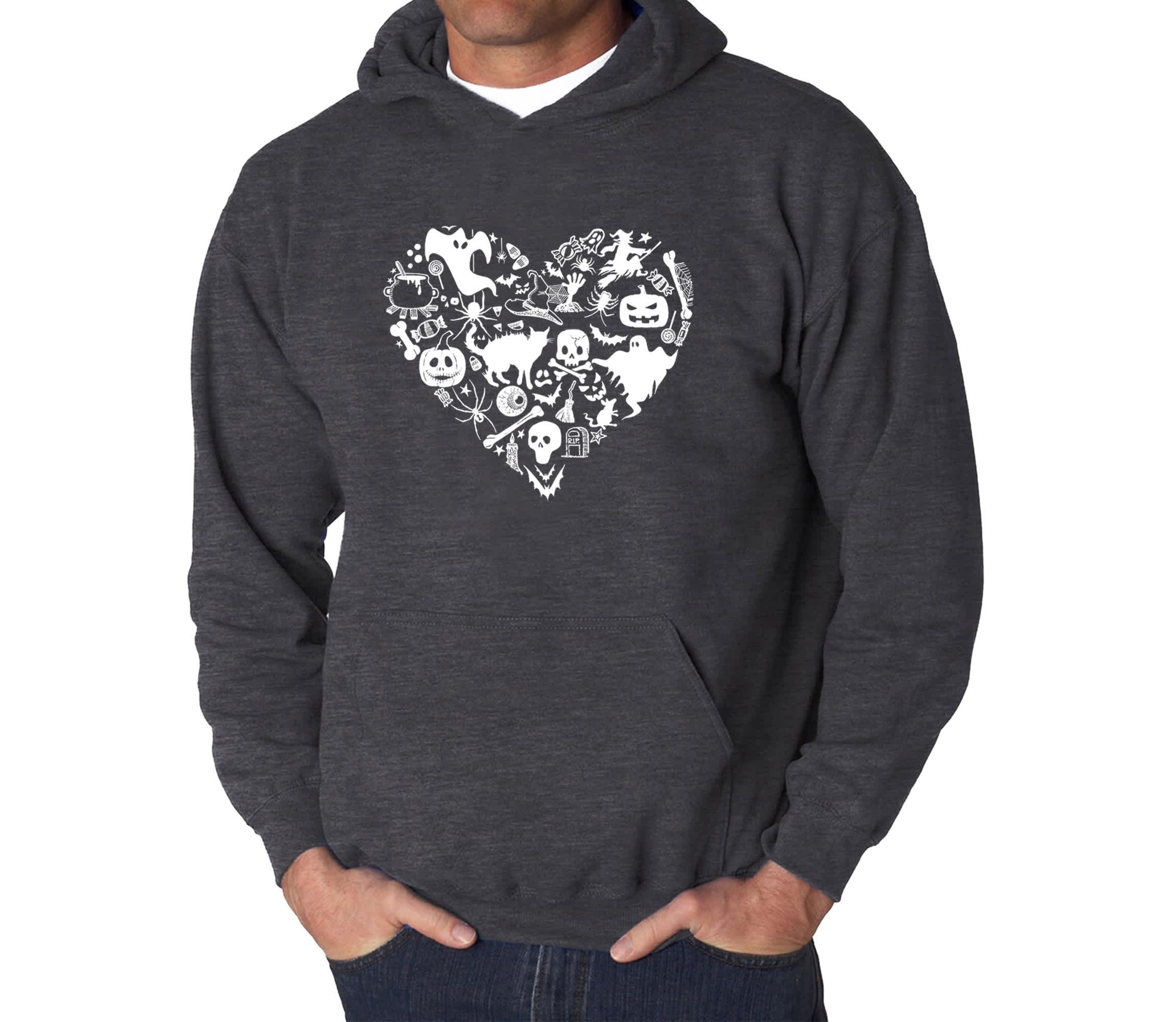Mens Word Art Hooded Sweatshirt - Halloween Heart