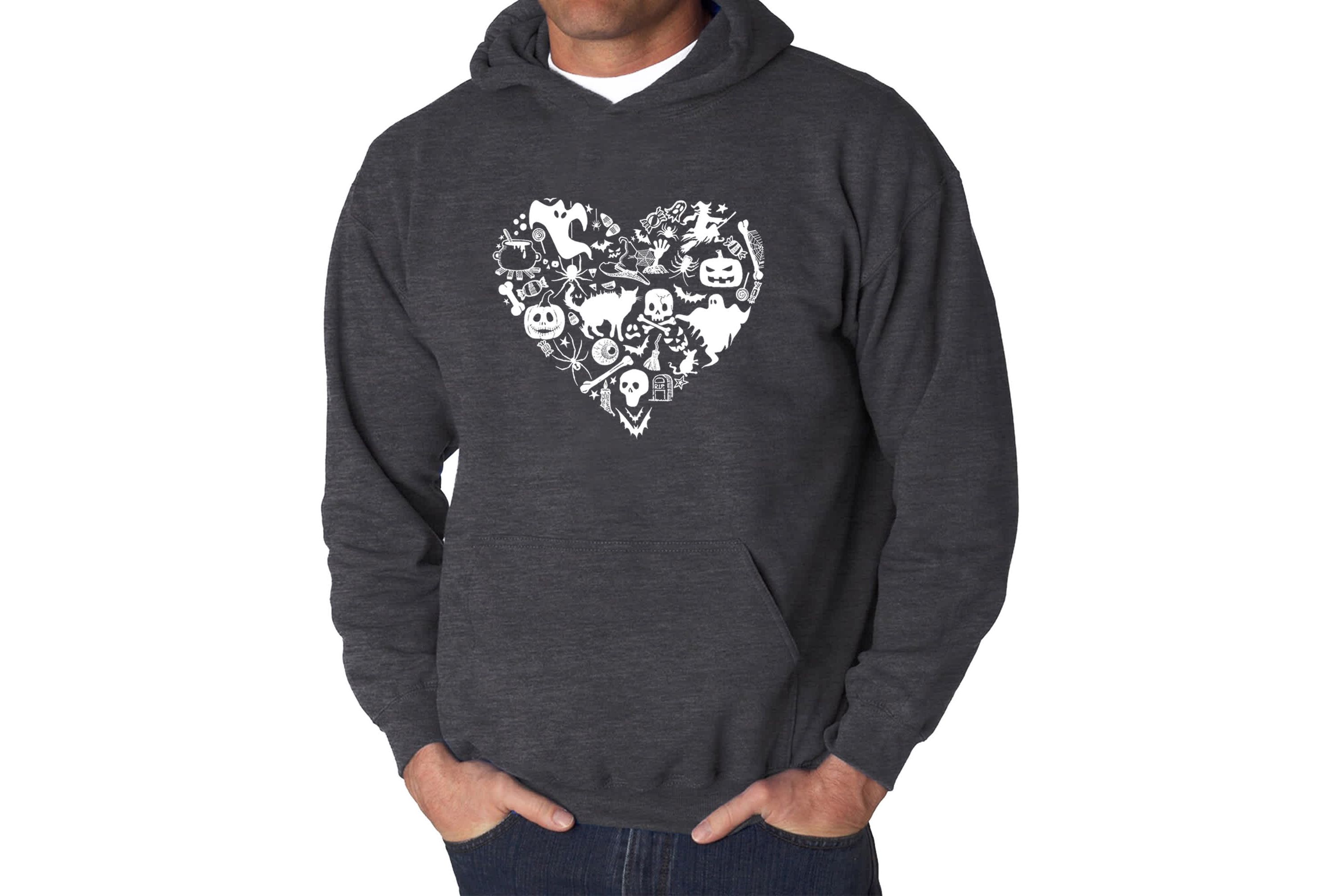 Mens Word Art Hooded Sweatshirt - Halloween Heart