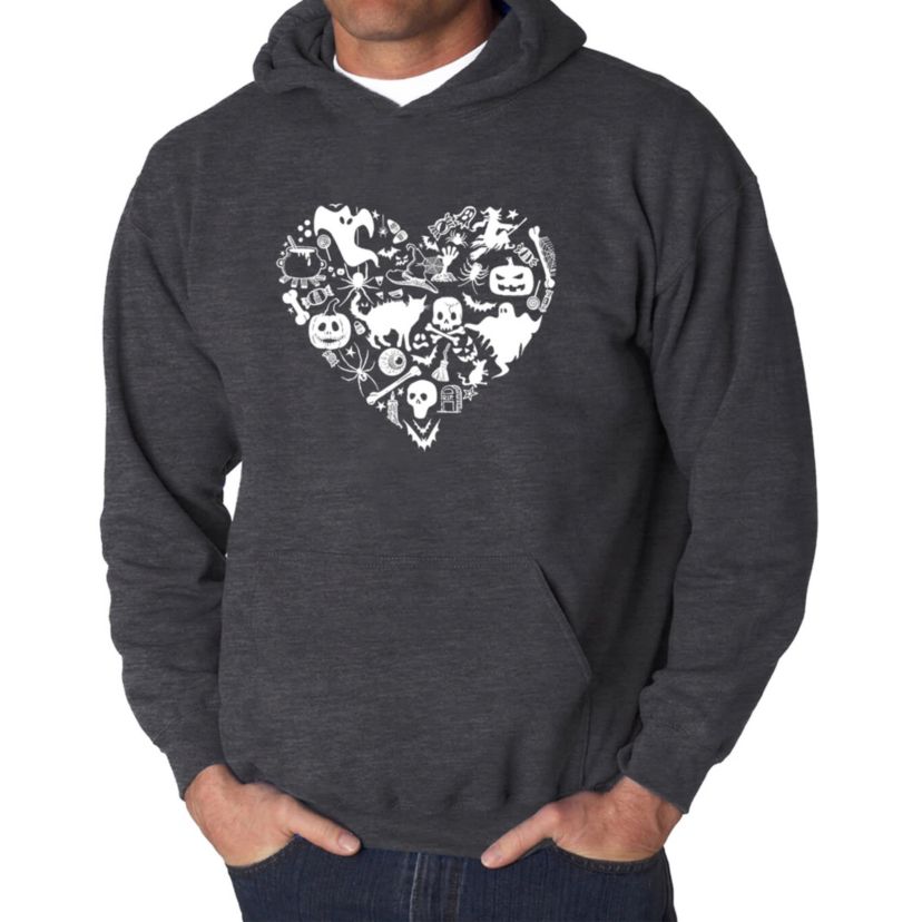 Mens Word Art Hooded Sweatshirt - Halloween Heart