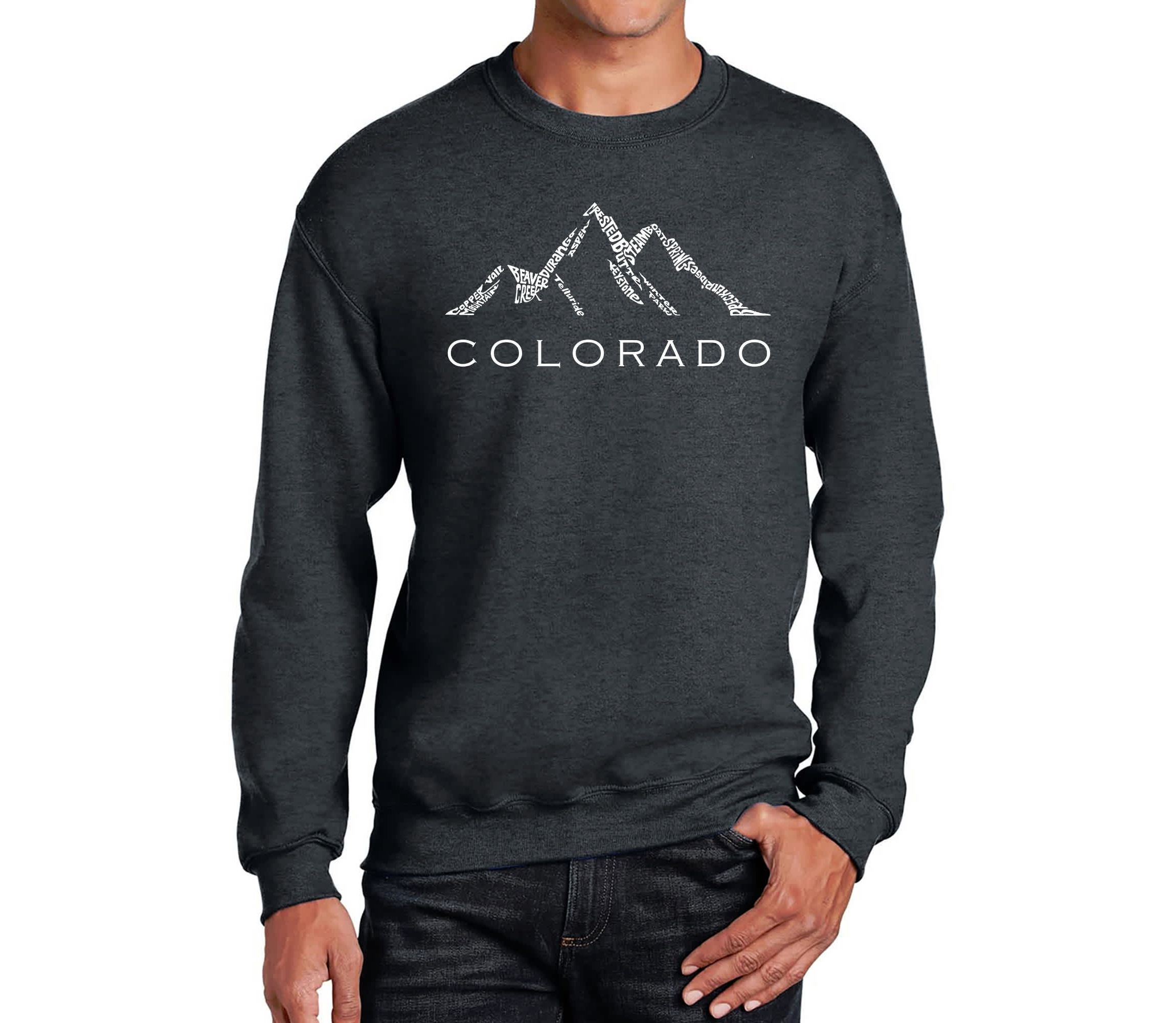 Mens Word Art Crewneck Sweatshirt - Colorado Ski Towns