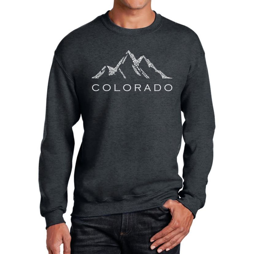 Mens Word Art Crewneck Sweatshirt - Colorado Ski Towns
