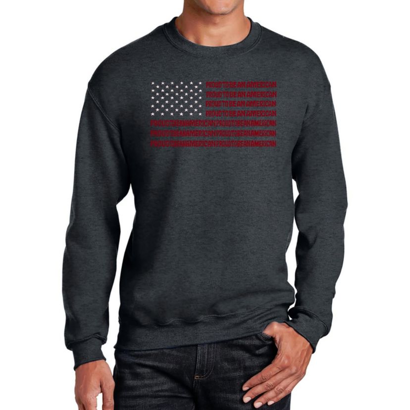 Mens Word Art Crewneck Sweatshirt - Proud To Be An American