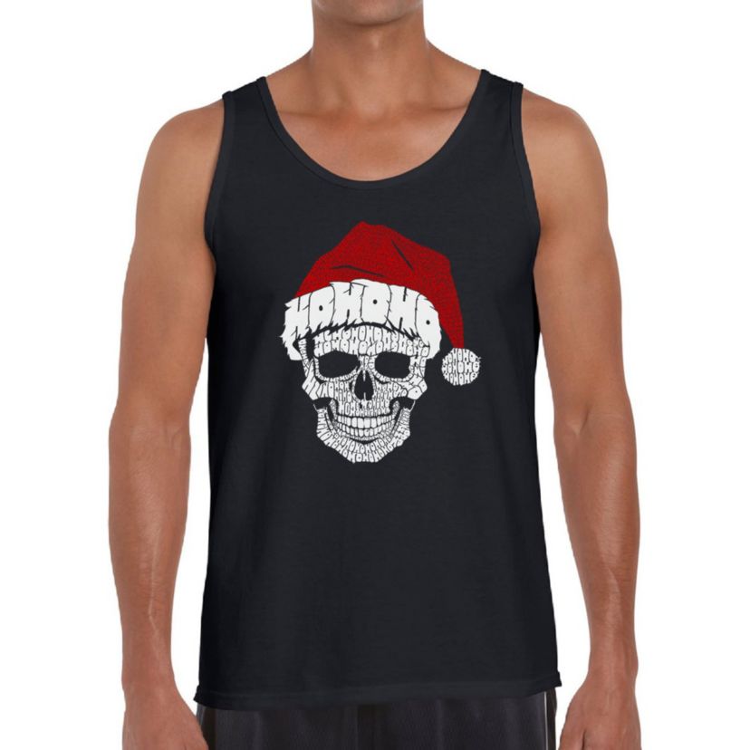 Mens Word Art Tank Top - Santa Skull