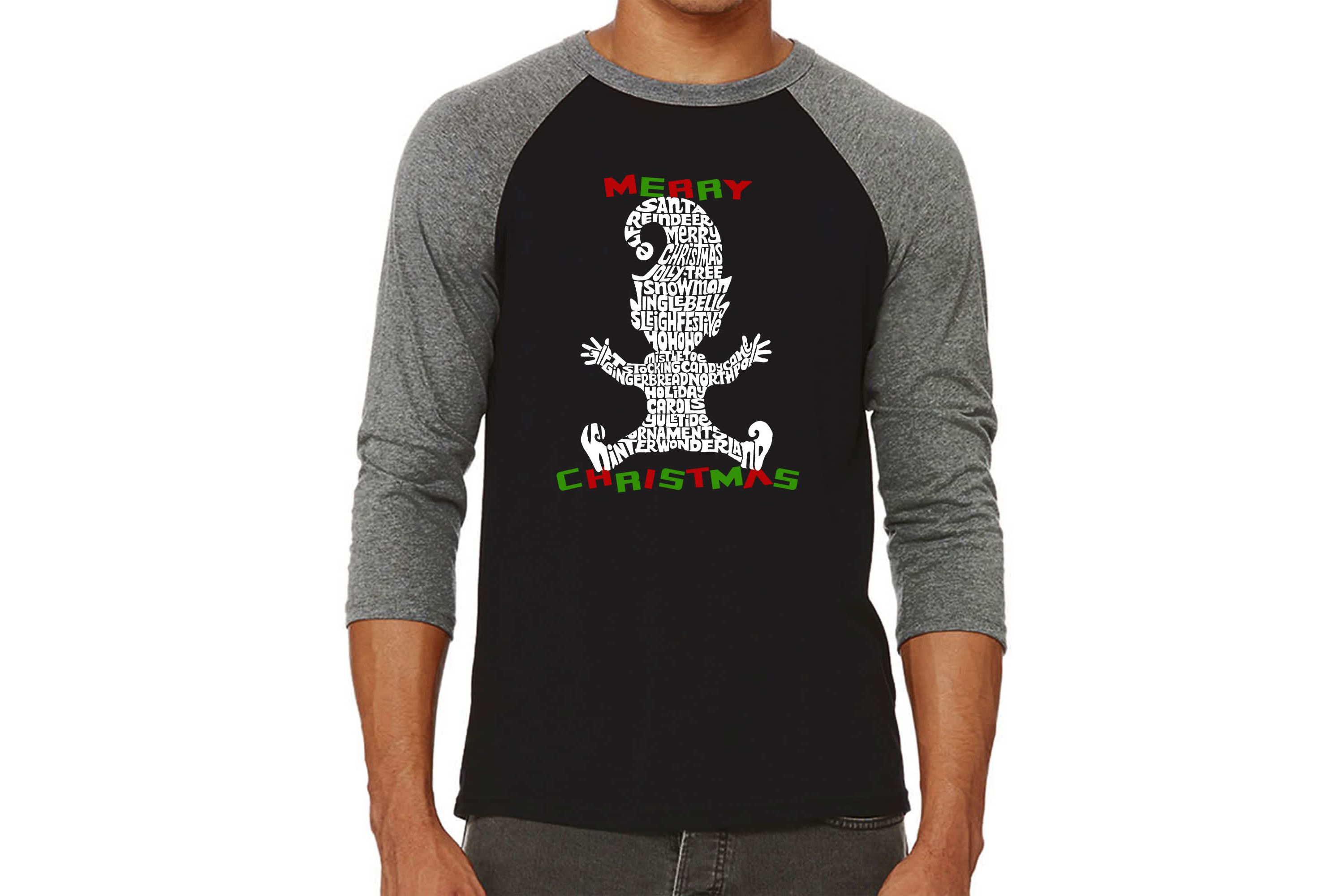 Mens Raglan Baseball Word Art T-Shirt  - Christmas Elf