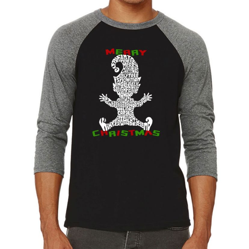 Mens Raglan Baseball Word Art T-Shirt  - Christmas Elf
