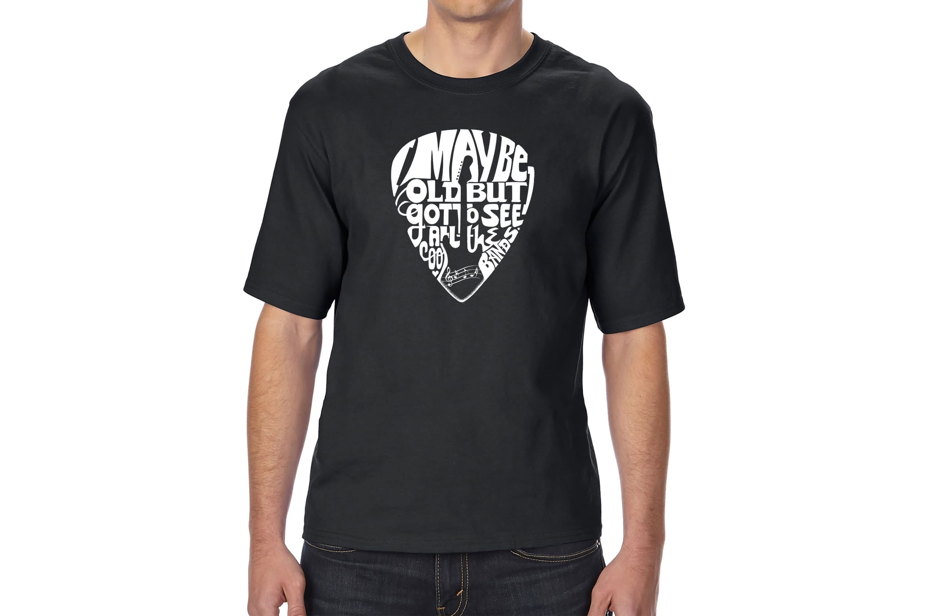 Mens Tall and Long Word Art T-shirt - Guitar Pick