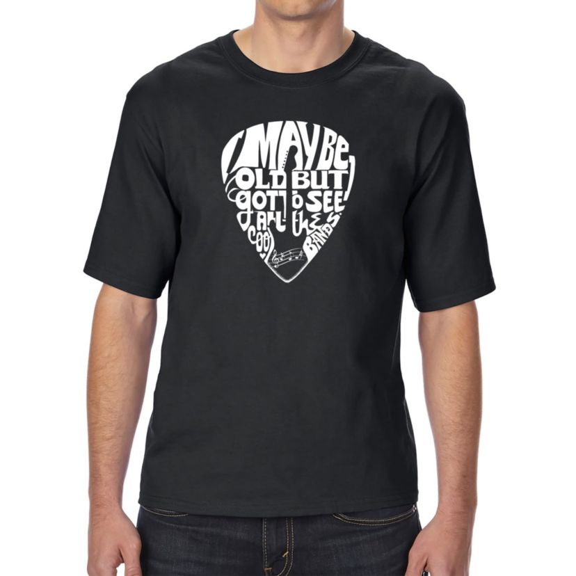 Mens Tall and Long Word Art T-shirt - Guitar Pick