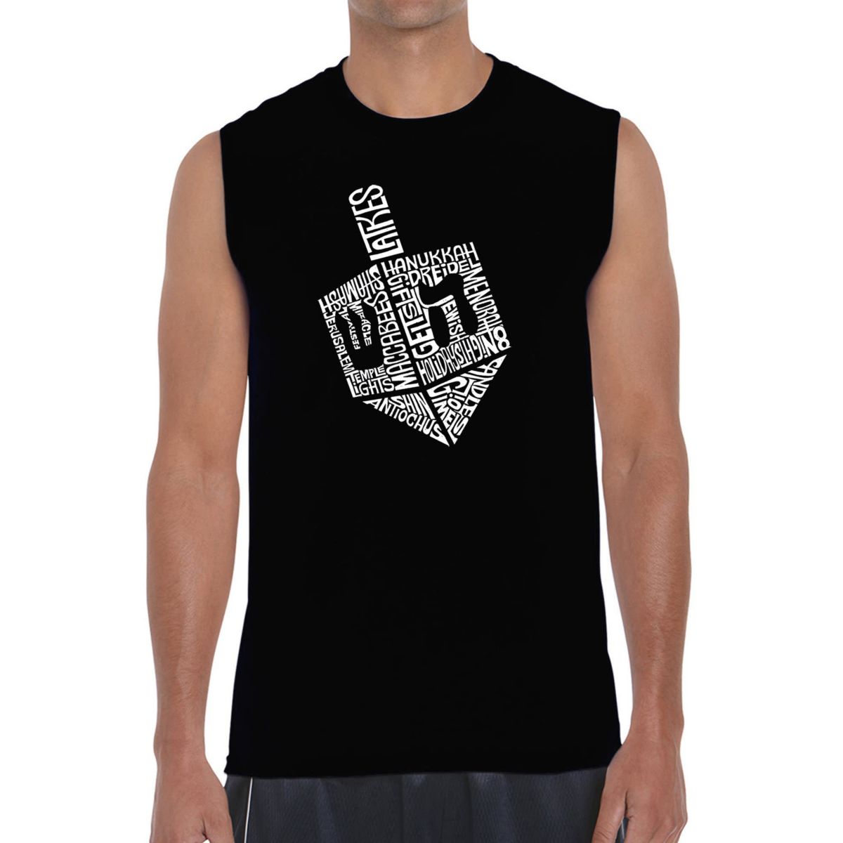 Mens Word Art Sleeveless T-Shirt  - Hanukkah Dreidel