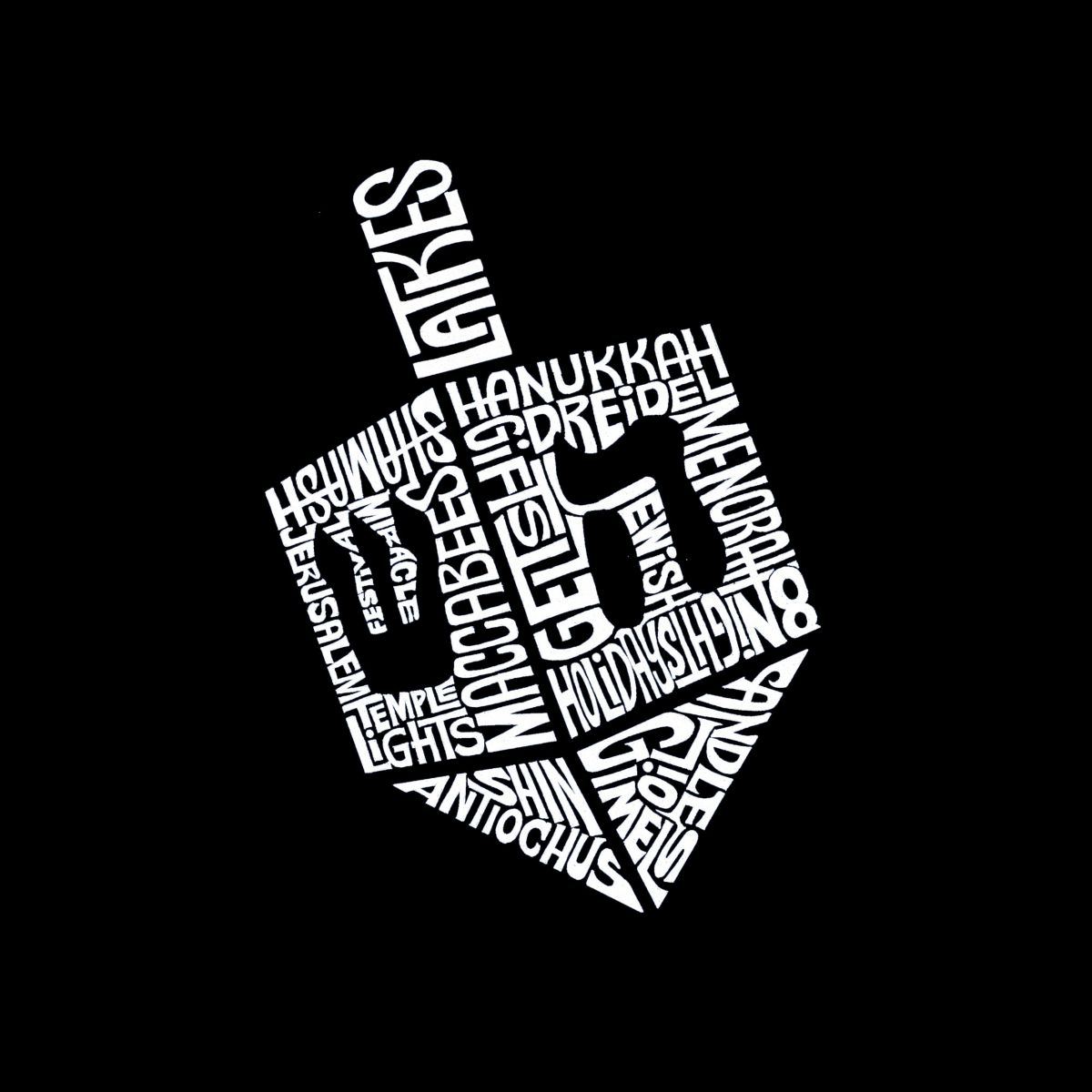 Mens Word Art Sleeveless T-Shirt  - Hanukkah Dreidel