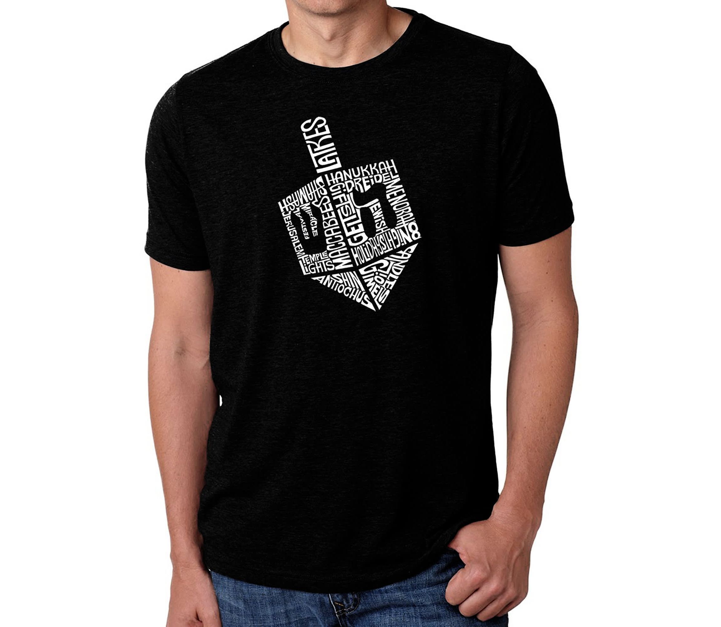 Mens Premium Blend Word Art T-Shirt  - Hanukkah Dreidel