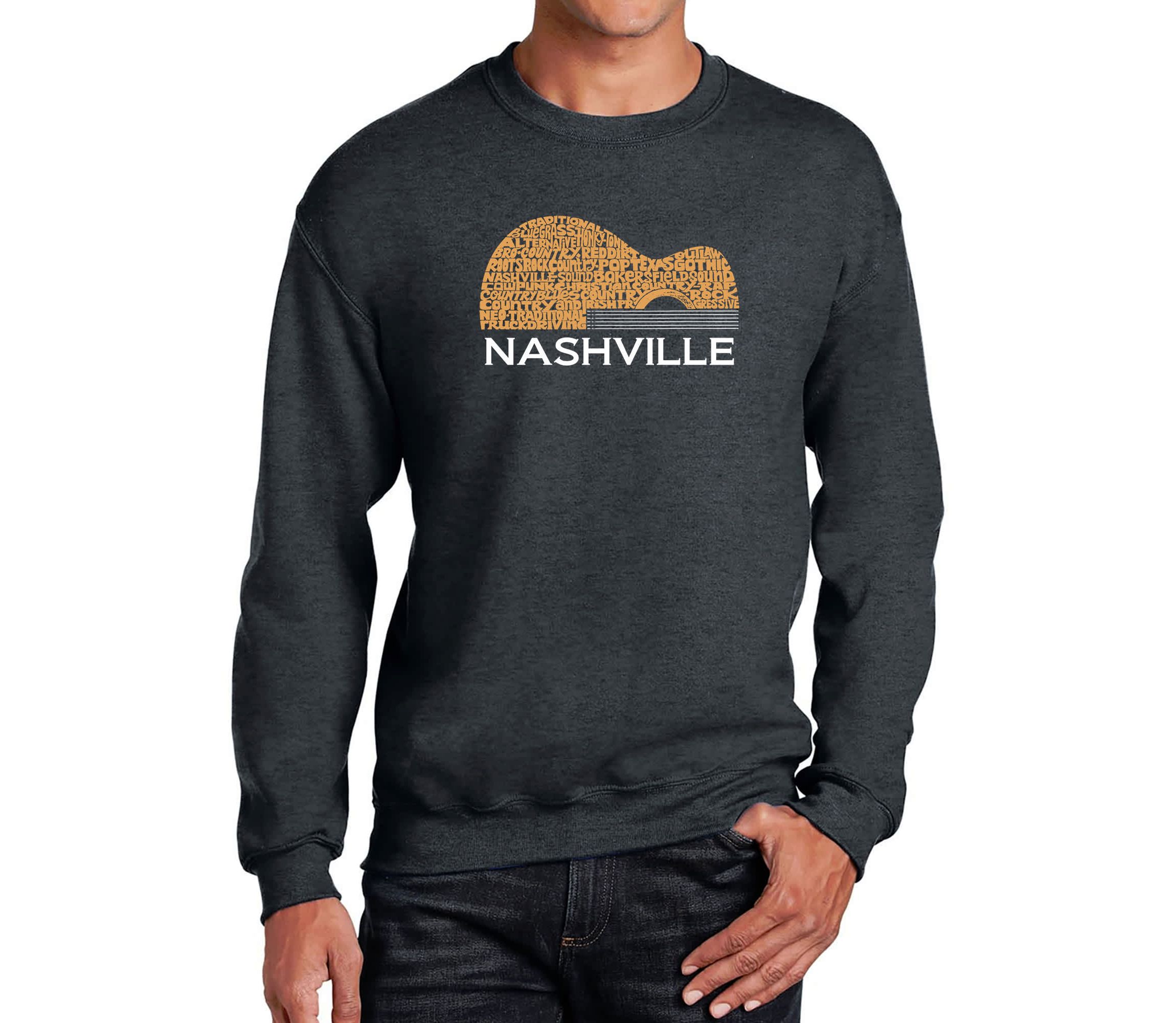 Mens Word Art Crewneck Sweatshirt  - Nashville Guitar