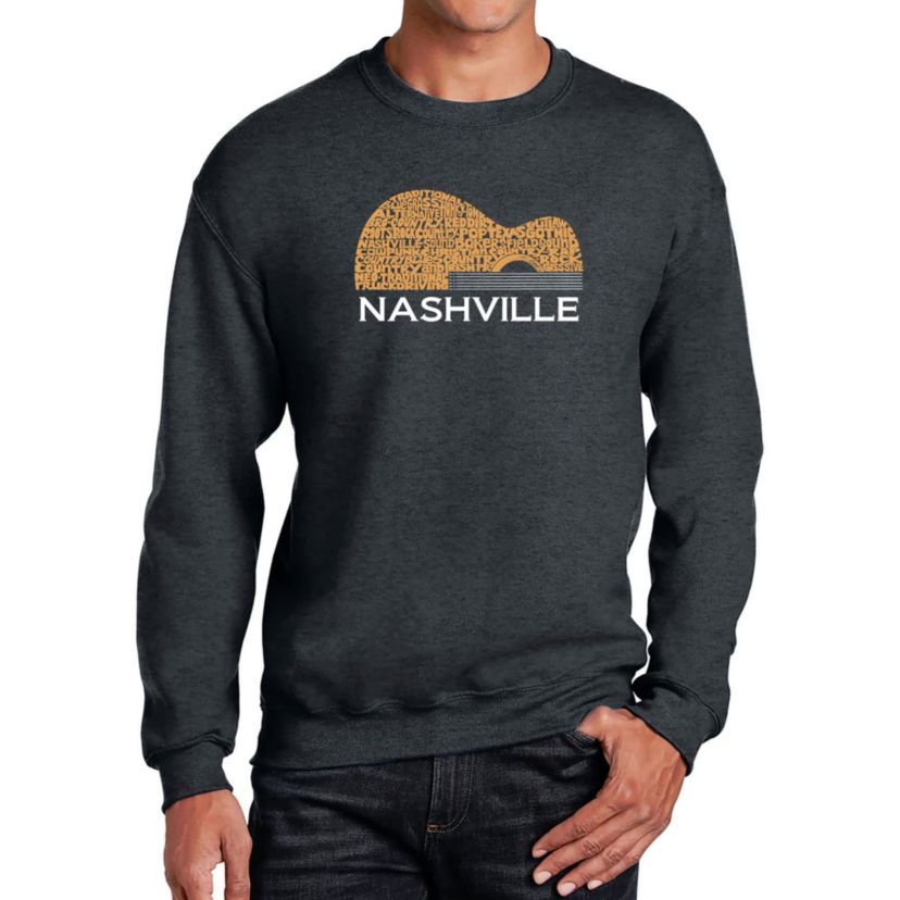 Mens Word Art Crewneck Sweatshirt  - Nashville Guitar