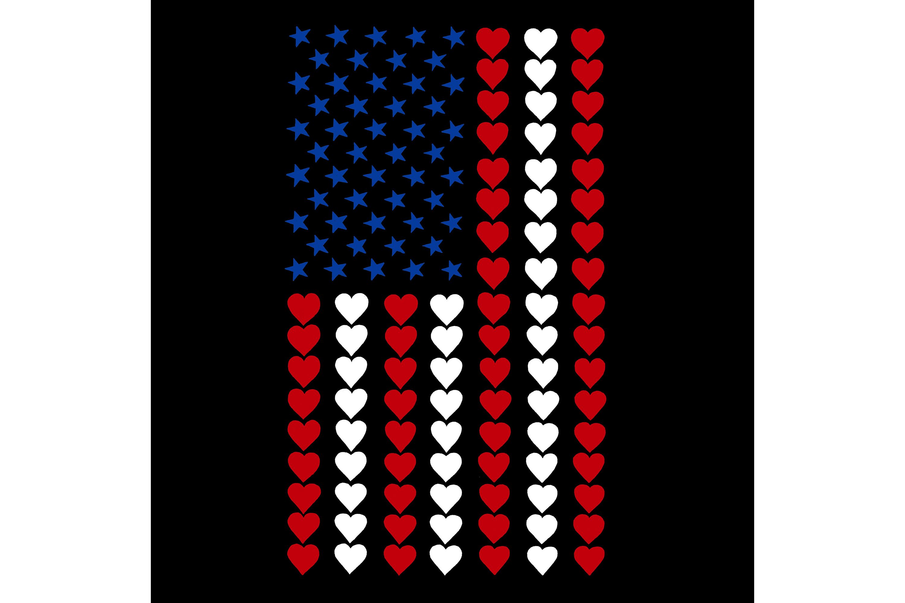 Mens Raglan Baseball Word Art T-Shirt - Heart Flag