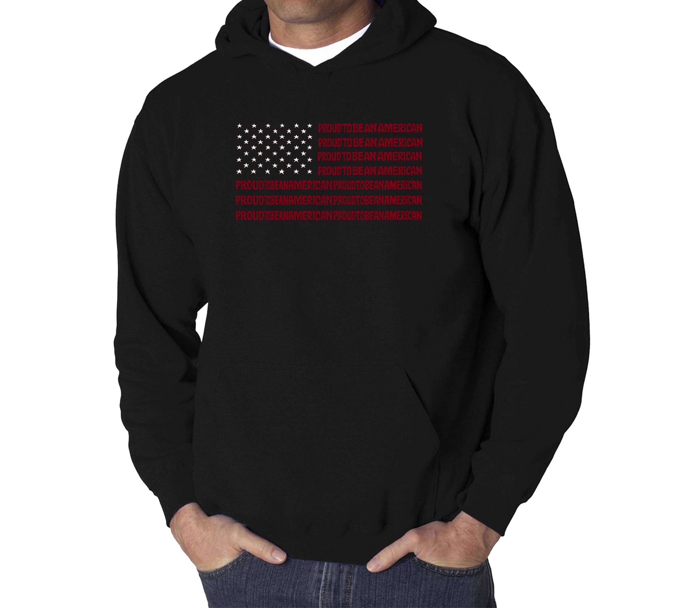 Mens Word Art Hooded Sweatshirt - Proud To Be An American