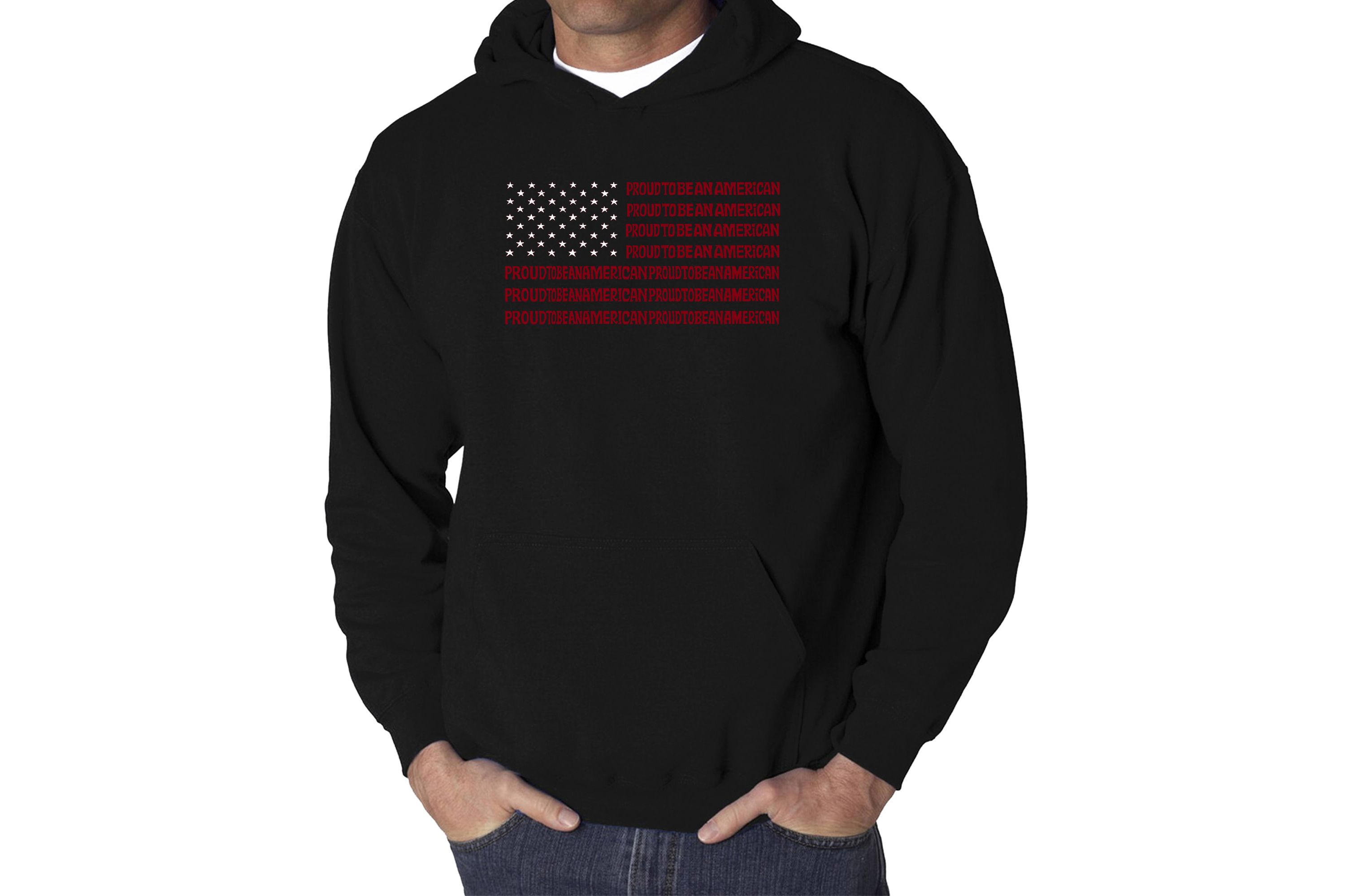 Mens Word Art Hooded Sweatshirt - Proud To Be An American